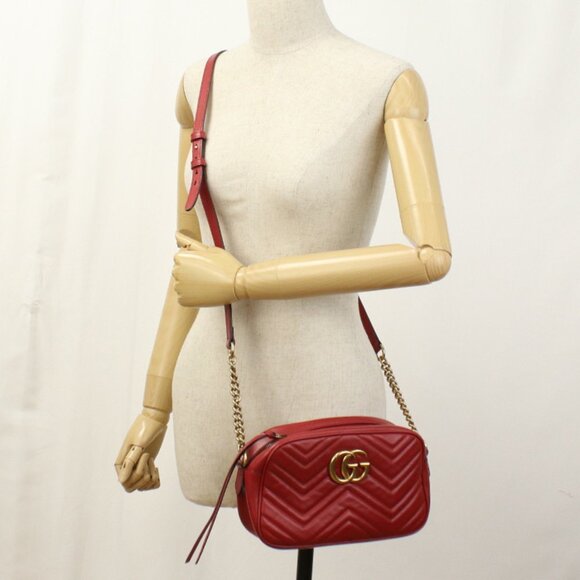 GUCCI Red GG Marmont Shoulder Bag - Picture 8 of 8
